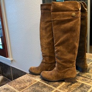 Brown suede boots